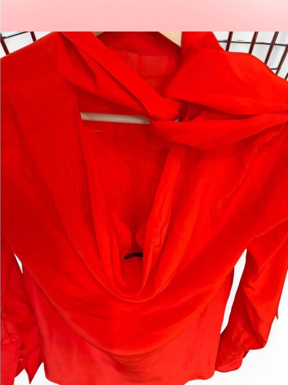 J. Crew Red Reversible -Bow Silk top blouse size 0